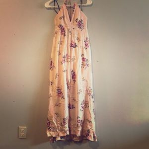 Pink floral maxi dress